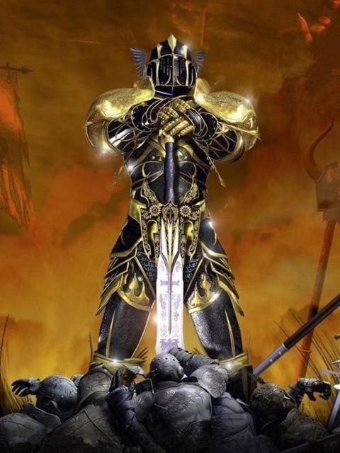 A legendary guardian clad in armor